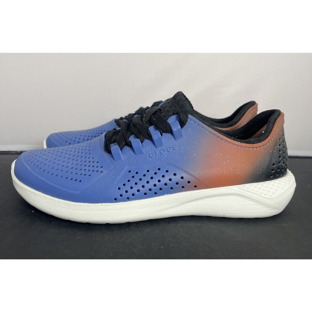 Crocs Literide 360 Pacer Shoes Women Sz 7 Blue Orange Blk Sneaker Lace Up 206583 - Picture 7 of 13